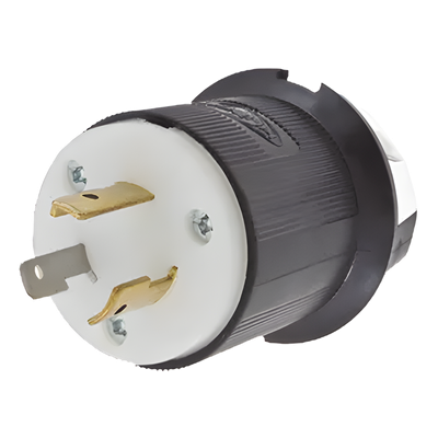 Clavija Industrial con Bloqueo de Media Vuelta / 20 A 125 V CA / 2 Polos 3 Hilos / Color Blanco y Negro / Nema L5-20P.
