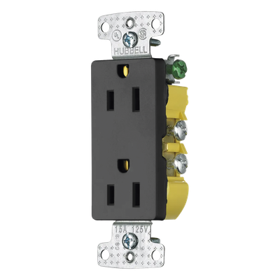 Contacto Duplex Decorador 15A 125V / 2 Polos 3 Hilos/ Nema5-15R / Color Negro.