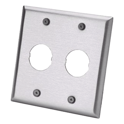 Placa de Pared Doble IndustrialNet?, Para 2 Conectores Industriales, de Acero Inoxidable