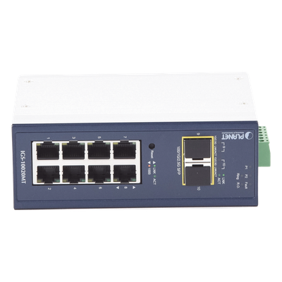 Switch Industrial Administrable Capa 2, 8 Puertos 10/100/1000T, 2 Puertos SFP 1G / 2.5 G BASE X