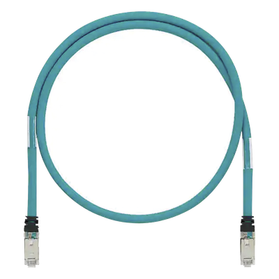 Patch Cord Cat6A de Grado Industrial 600V, Blindado SF/UTP, Calibre 26 AWG, Color Aqua, 5 Metros (16.40 Pies)