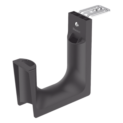 Sujetador STRONGHOLD tipo J (J-Hook), Con Soporte para Montaje en Techo, Para 180 Cables Cat6, Nylon 6.6, Color Negro, 10 piezas