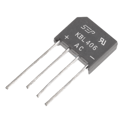 Puente Rectificador de Silicio, 4 Amp. 600 Volt, Fase Sencilla, Encapsulado KBL.