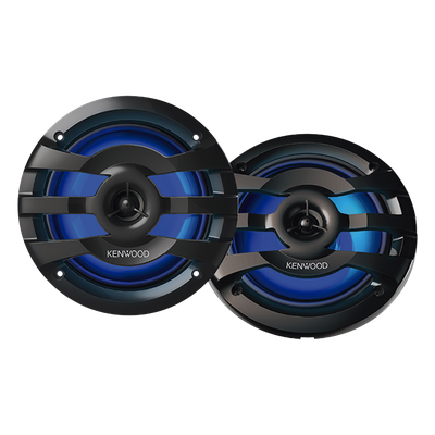 Par de altavoces fabricados en grado marinos en rejilla color negro de 6.5″ con iluminación led,  potencia máxima de 260 W