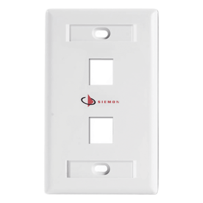 Placa de Pared Keystone de 2 Salidas, Color Blanco, para Jacks Keystone Z-MAX y MAX