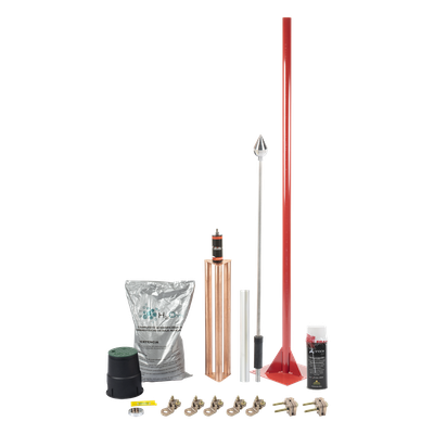 Kit Pararrayo con Punta en Aluminio con Accesorios para Protección de Diámetro de 160 m.