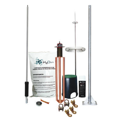 Kit de Pararrayo Dipolo con Electrodo y Accesorios de Instalación para Techo.