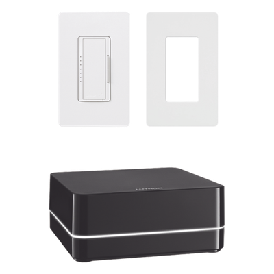 Kit de control de iluminación RA2 Select con repetidor principal, atenuador de 600 W (150 W LED) y placa Claro, control desde la app Lutron y asistentes de voz