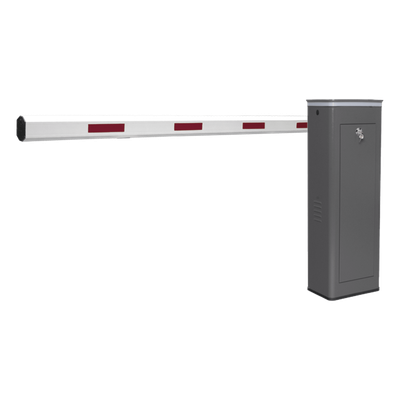 Kit de Barrera Vehicular Izquierda y Brazo de 3 Metros / Finales de Carrera Ajustables por Programación / Movimiento Fluido / Diseño Elegante Color Gris / Con Corona Led Semaforizada