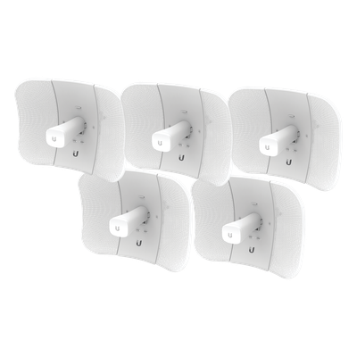 Kit de 5 LiteBeam 2×2 MIMO airMAX AC GEN2 CPE hasta 450 Mbps, 5 GHz (5150 – 5875 MHz) con antena integrada de 23 dBi