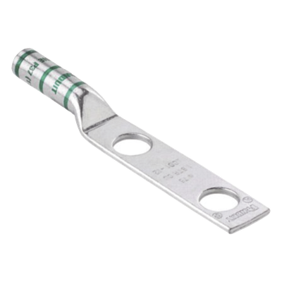 Conector de Compresión de Cobre con 2 Orificios 3/8″ para Cable 2 AWG,  1″ de espacio entre Orificios. Paquete de 25 Piezas