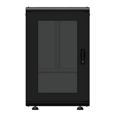Gabinete Rack 19 Pulgadas / 18 Unidades / Piso / Puerta de Cristal / Acero Calibres 16-18-20 / Capacidad 750 kg (1653.5 lb) / Dimensiones 60 cm (23.6 in) x 93 cm (36.6 in) x 46 cm (18.1 in)