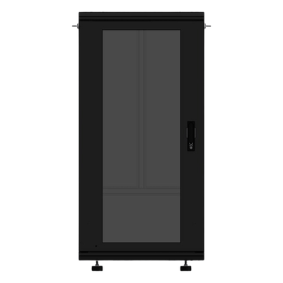 Gabinete Rackeable 19 Pulgadas / 24 Unidades / Piso / Puerta de Cristal / Acero Calibres 16-18-20 / Capacidad 750 Kg / Dimensiones 600x605x1190 mm (23.6×23.8×46.9 in) / Ventilación 120 mm, Niveladores Incluidos