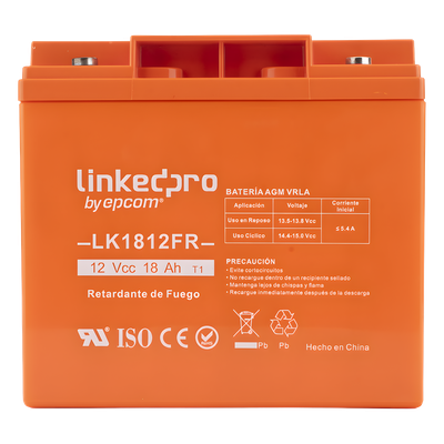 Batería de respaldo 12 V | 18 Ah | AGM | Certificada UL94-V0 Retardante a la Flama | Especial para Seguridad Electrónica | UPS | Sistemas de Emergencia | Vida útil 5 años | Terminales T1