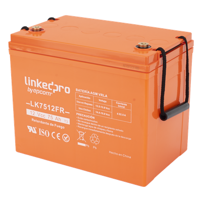 Batería de respaldo 12 V | 75 Ah | AGM | Certificada UL94-V0 Retardante a la Flama | Especial para Seguridad Electrónica | UPS | Sistemas de Emergencia | Vida útil 5 años | Terminales T3