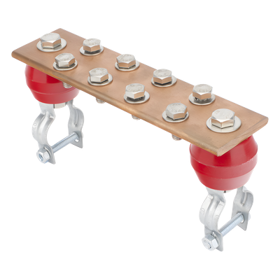 Barra Unión Torre 1000A / Cobre 100% / Compatible STZ30-45 / Aisladores Rojos / EIA-TIA-BICSI / TMGB-TGB