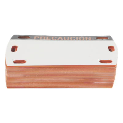 Etiqueta Autolaminada para Identificación de Fibra Óptica Paquete de 25 Piezas, Para Uso Interior/Exterior, Dimensiones de 90 x 50 mm (3.54 x 1.97 Pulgadas), Color Negro con Naranja