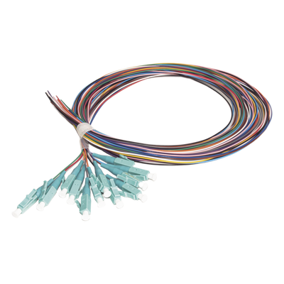 Kit de 12 Pigtails LC Multimodo OM3 50/125, Conectores Aqua, 2 Metros (6.56 Pies)