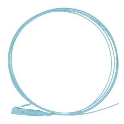 Pigtail de Fibra Óptica Simplex LC, PVC, OM3 50/125, Aqua, 1 Metro (3.28 Pies)