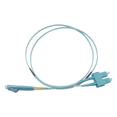 Jumper de Fibra Óptica Multimodo OM3 50/125 LC-SC OFNR (Riser), 2.0 mm, Dúplex, Aqua, 1 metro (3.28 pies)
