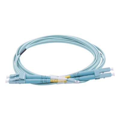 Jumper de Fibra Óptica Multimodo OM4 50/125 LC-LC OFNR (Riser), 2.0 mm, Dúplex, Aqua, 2 Metros (6.56 Pies)