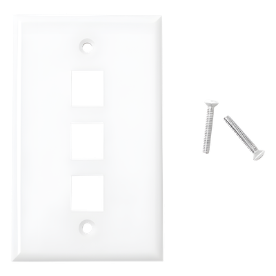 Placa de Pared de 3 Puertos, Keystone, Color Blanco