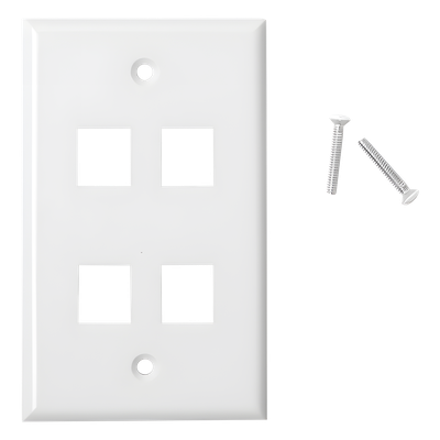 Placa de Pared de 4 Puertos, Keystone, Color Blanco