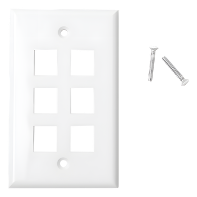 Placa de Pared de 6 Puertos, Keystone, Color Blanco