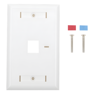 Placa de Pared de 1 Puerto, Keystone, con Espacio para Etiqueta, Color Blanco
