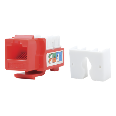 Módulo Jack Keystone Cat5e con Terminación 110 (Punchdown) para Faceplate – Color Rojo