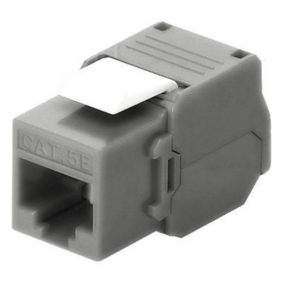 Módulo Jack Keystone Cat5e (Toolless), con Terminación en Ángulo 180 – Color Gris, Compatible con Faceplate y Patchpanel Linkedpro