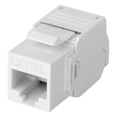 Módulo Jack Keystone Cat5e (Toolless), con Terminación en Ángulo 180 – Color Blanco, Compatible con Faceplate y Patchpanel Linkedpro