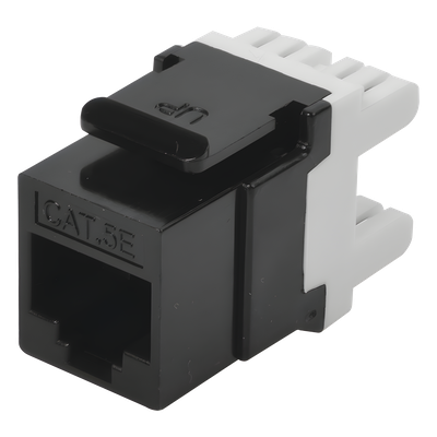 Módulo Jack Keystone Cat5e con Terminación en Ángulo 180 – Color Negro