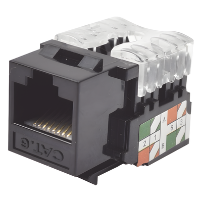 Módulo Jack Keystone Cat6 con Terminación 110 (Punchdown) para Faceplate – Color Negro