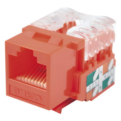 Módulo Jack Keystone Cat6 con Terminación 110 (Punchdown) para Faceplate – Color Rojo