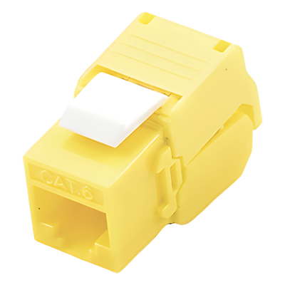 Módulo Jack Keystone Cat6 (Toolless), con Terminación en Ángulo 180 – Color Amarillo, Compatible con Faceplate y Patchpanel Linkedpro