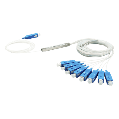 Splitter (Divisor Óptico) tipo PLC, de 1×8, conectores SC/UPC