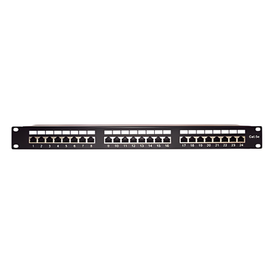 Panel de Parcheo de Impacto Blindado (STP) de 24 Puertos Cat5e, 19 Pulgadas