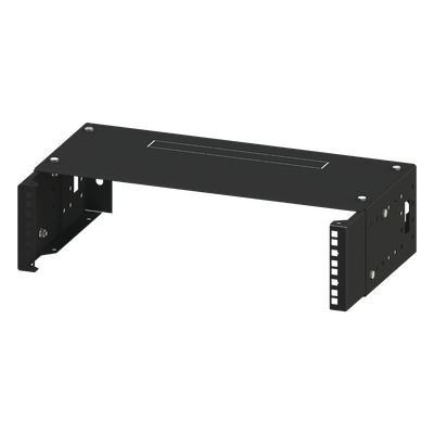 Rack Abierto de montaje en Pared, de 19in,  Profundidad Ajustable (8″ a 12″) de 2.5  Unidades de rack, con Capacidad de Crecimiento.