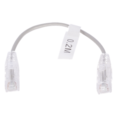 Cable de Parcheo Slim UTP Cat6 – 20 cm (7.87 Pulgadas) Gris Diámetro Reducido (28 AWG)
