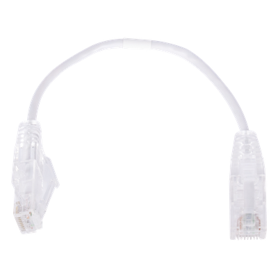 Cable de Parcheo Slim UTP Cat6 – 20 cm (7.87 Pulgadas) Blanco Diámetro Reducido (28 AWG)