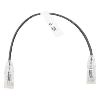 Cable de Parcheo Slim UTP Cat6 – 30 cm (11.81 Pulgadas) Negro Diámetro Reducido (28 AWG)