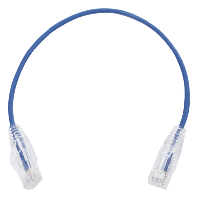 Cable de Parcheo Slim UTP Cat6 – 30 cm (11.81 Pulgadas) Azul Diámetro Reducido (28 AWG)