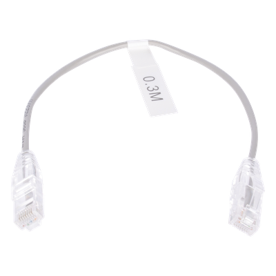 Cable de Parcheo Slim UTP Cat6 – 30 cm (11.81 Pulgadas) Gris Diámetro Reducido (28 AWG)