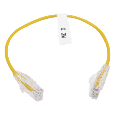 Cable de Parcheo Slim UTP Cat6 – 30 cm (11.81 Pulgadas) Amarillo Diámetro Reducido (28 AWG)