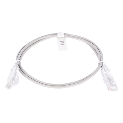 Cable de Parcheo Slim UTP Cat6 – 1 Metro (3.28 Pies), Gris, Diámetro Reducido (28 AWG)