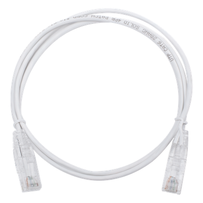 Cable de Parcheo Slim UTP Cat6 – 1 Metro (3.28 Pies), Blanco, Diámetro Reducido (28 AWG)