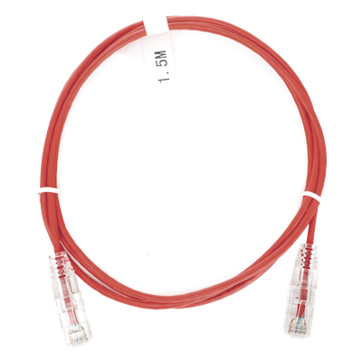 Cable de Parcheo Slim UTP Cat6 – 1.5 Metros (4.92 Pies) Rojo Diámetro Reducido (28 AWG)
