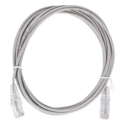 Cable de Parcheo Slim UTP Cat6 – 2 Metros (6.56 Pies) Gris Diámetro Reducido (28 AWG)