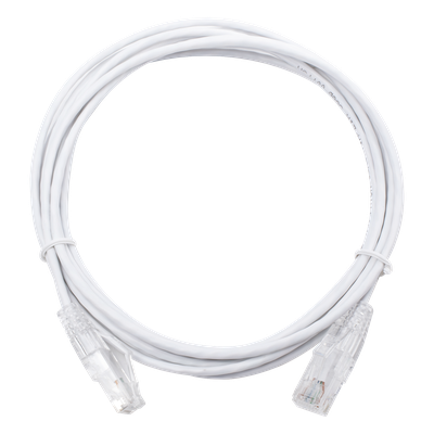 Cable de Parcheo Slim UTP Cat6 – 3 Metros (9.84 Pies) Blanco Diámetro Reducido (28 AWG)